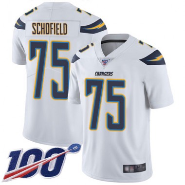 Los Angeles Chargers NFL Football Michael Schofield White Jersey Men Limited 75 Road 100th Season Vapor Untouchable